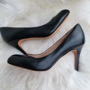 Lands' End Black Leather Heels 10